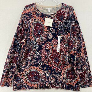 New Croft & Barrow Sweater Size 3X Multi Color Paisley Boho Soft Comfy